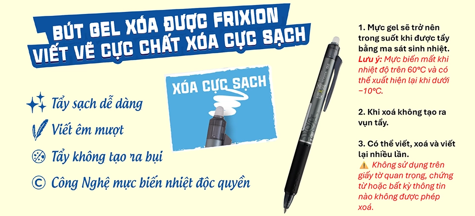 Bút Pilot FriXion: Viết Cực Chất, Xóa Cực Sạch – Đột Phá Công Nghệ Từ Nhật Bản